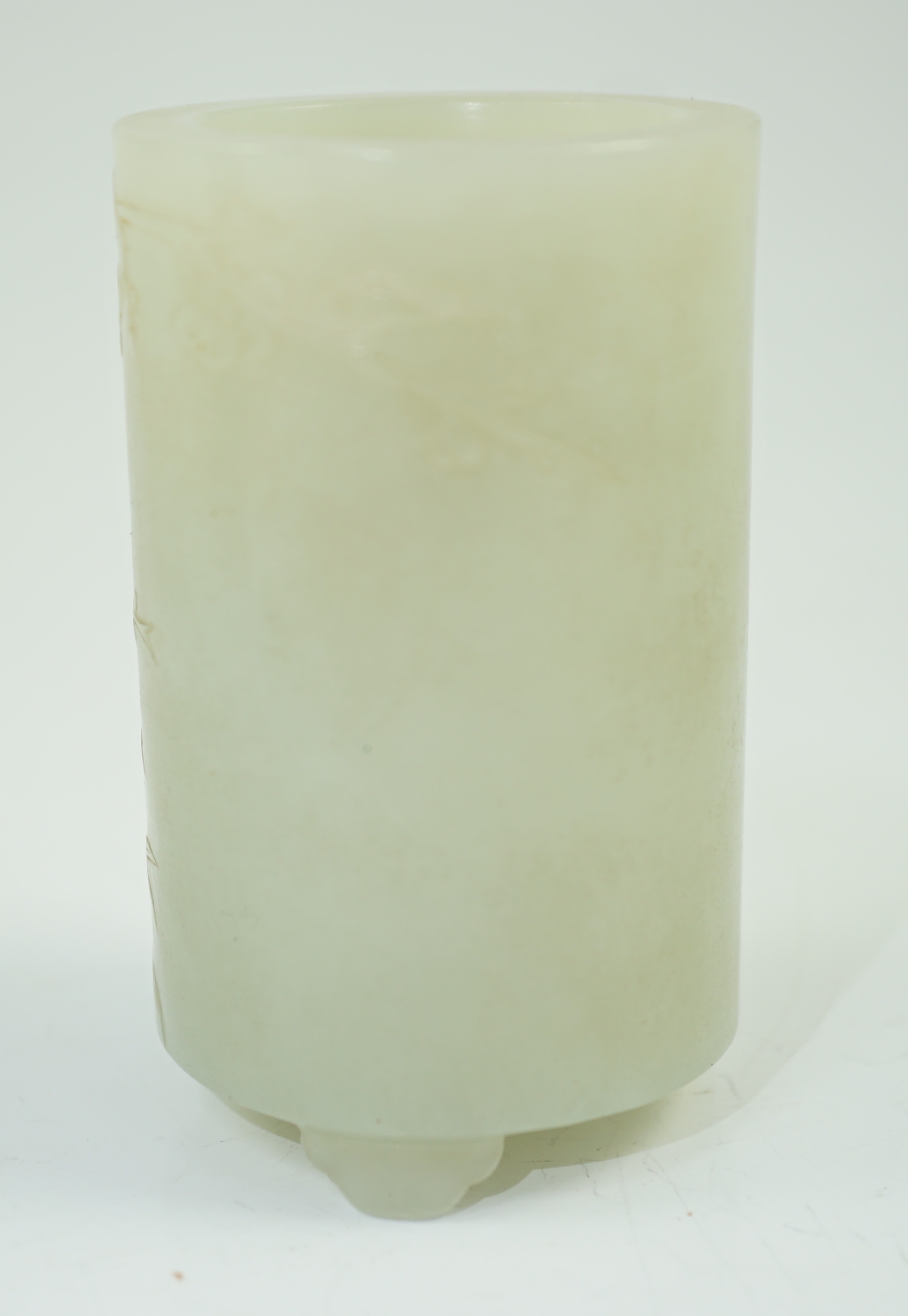 A small Chinese pale celadon jade brushpot, 19th century